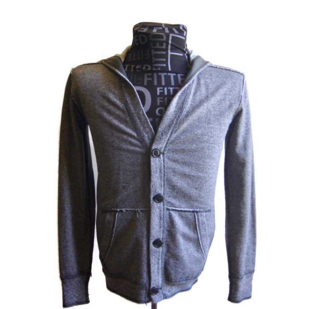 Chor Men's S Cardigan Sweater Gray Cotton Blend
